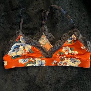 Aerie Floral Lace Bralette - Red and Blue
